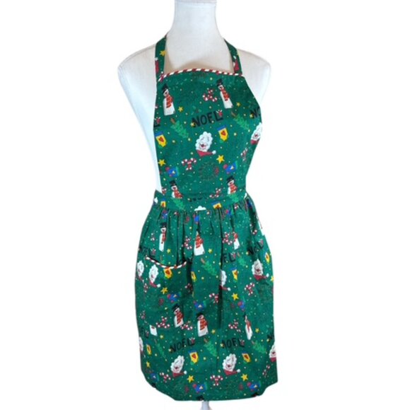APRON CHRISTMAS  THEME, 2 pockets, long ties that wrap around, cotton Snowman - Picture 8 of 8